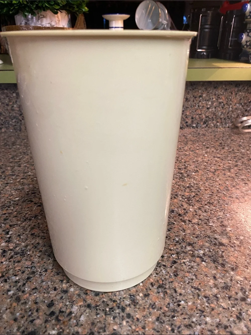 Vintage 1970’s Cream Decorative Kitchen Utensil Holder with Fruit & Herb Motif